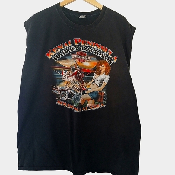 Harley Davidson T-Shirt Tank Alaska Kenai Peninsula 2012 Sleeveless 2X Biker - Picture 2 of 11